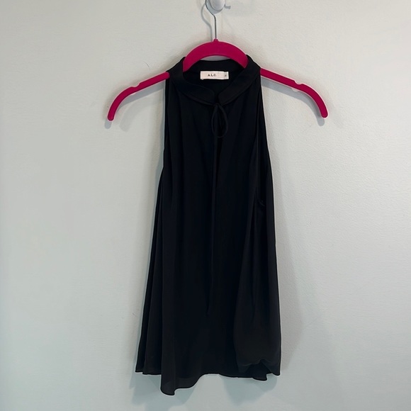 A.L.C. “Ivy” black silk tie neck top shirt blouse 2 - Picture 2 of 4